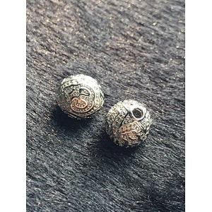 Missjewelry 18K plated sterling silver metal alloy custom logo beads for jewelry making, CZ Micro Pave om Beads
