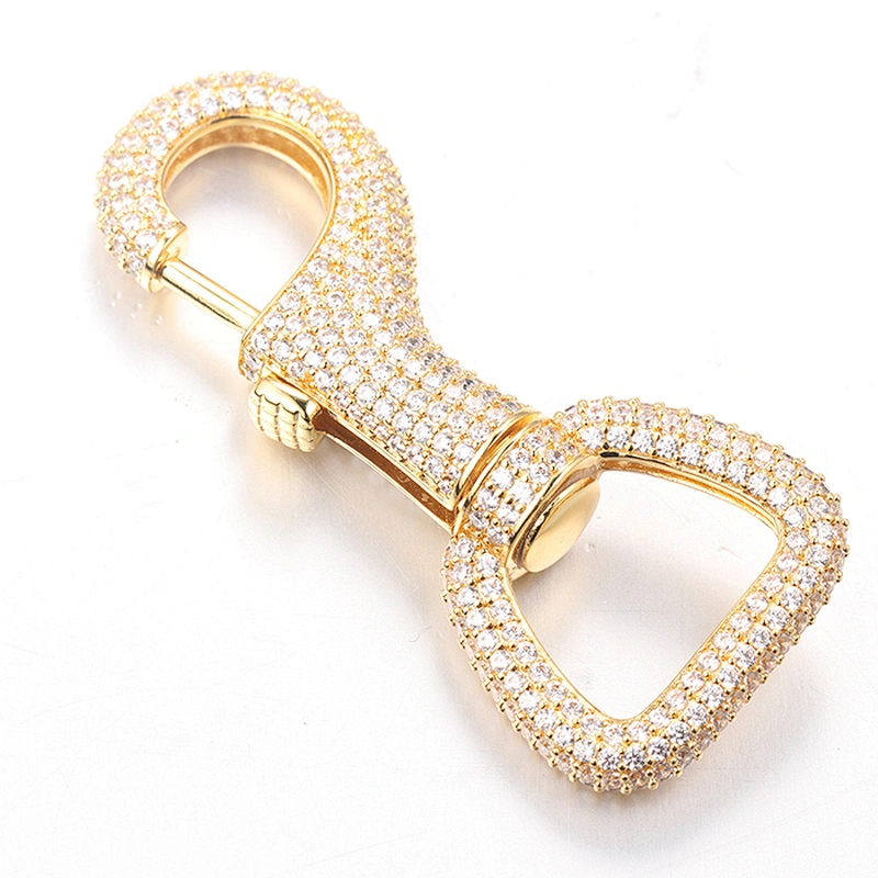 Wholesale Gold Iced Out Lobster Clasp Custom Logo Key Chain