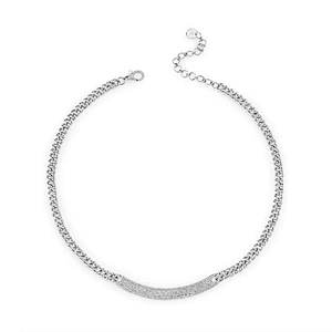 Custom curved id bar link stainless steel chokers for women