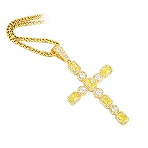 New Designer Fashion Large CZ Gold Cross Charm Pendants