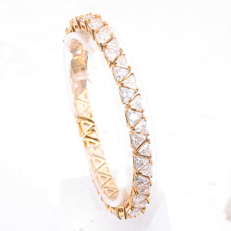 Miss Jewelry 4mm 18k Gold plated 925 silver mens iced out diamond bracelet