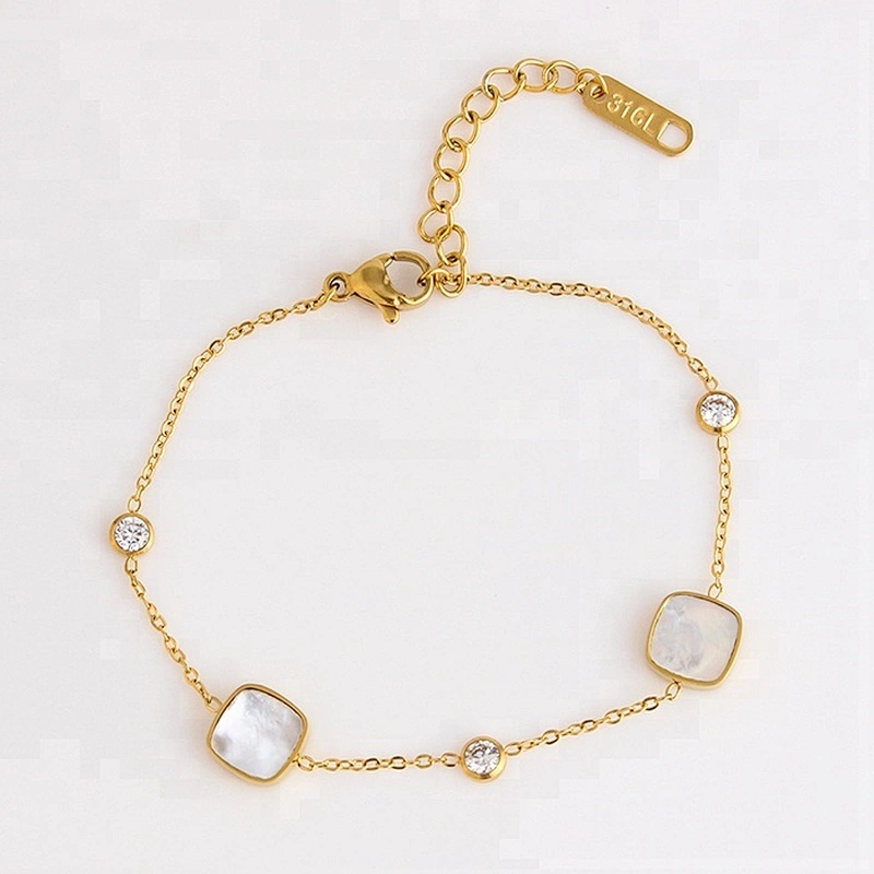Miss Jewelry Stainless Steel Zircon Charm Bracelet Personalize