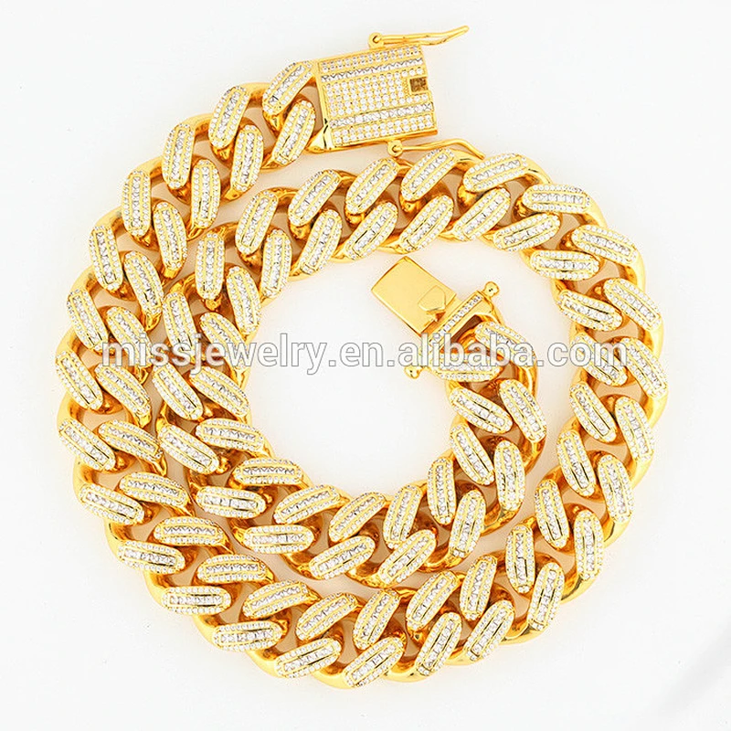 Missjewelry 18mm Hip Hop Jewelry Iced Out iced out Cuban Diamond Cuban Link Chain