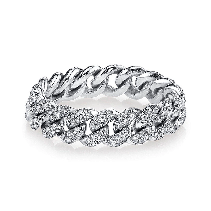 Miss Jewelry Hip Hop Jewelry CZ Micro Pave Ice Out Link Ring for Girls