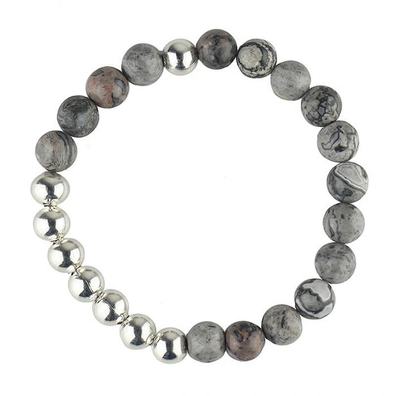 Mens Stone Bead Bracelets, Gemstone Gead Stretch Bracelets