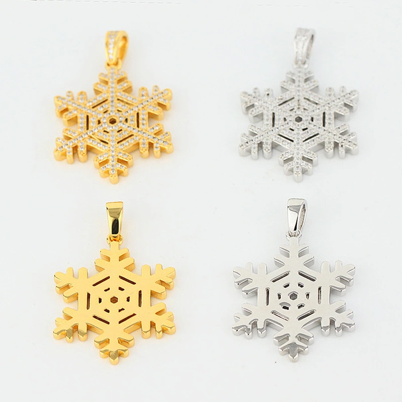 Iced Out Square Silver CZ Spider Pendant Necklace Gold