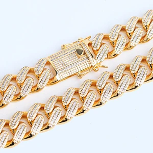 Missjewelry 18mm Hip Hop Jewelry Iced Out iced out Cuban Diamond Cuban Link Chain