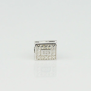 Missjewelry 925 Sterling Silver Custom Metal Engraved Logo Beads, Custom Made Spacer Beads MJCB047