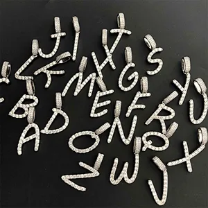 Custom Iced Out Hip Hop Gold Plated Diamond Letter Pendant, Alphabet CZ Bubble Letter Pendant Necklace