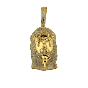 Fashion Hip Hop Cubic Zirconia Jewelry Stainless Steel Jesus Head Pendant