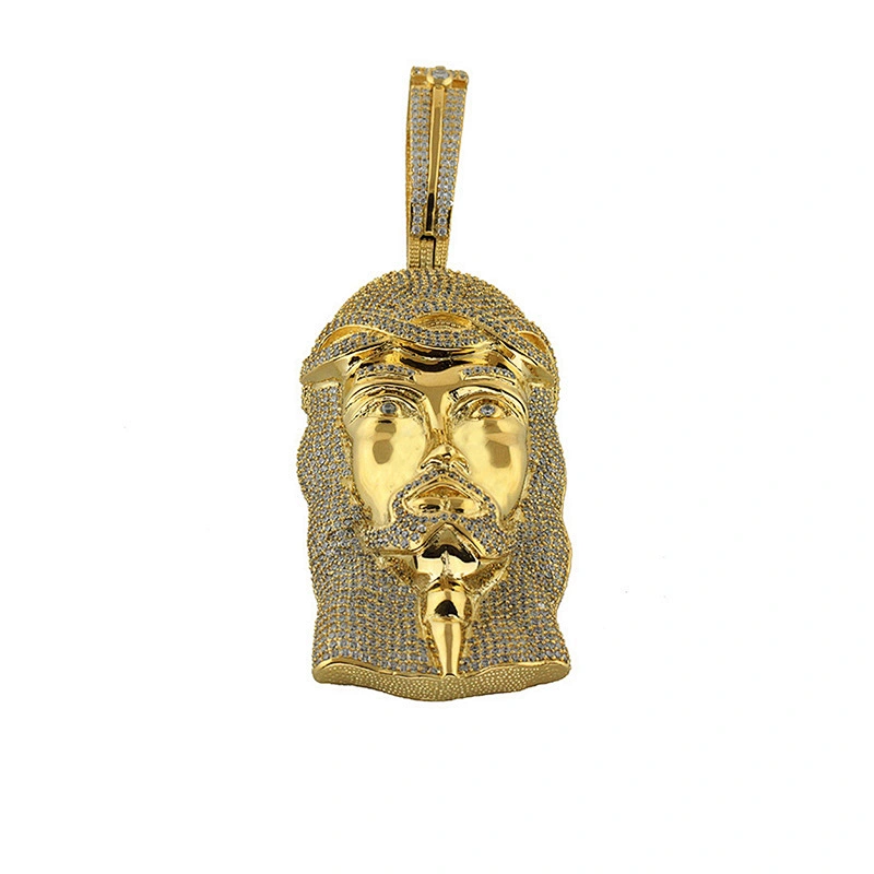 Fashion Hip Hop Cubic Zirconia Jewelry Stainless Steel Jesus Head Pendant