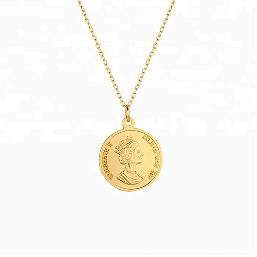Miss Jewelry Cheap Fashion Jewelry Elizabeth Gold Necklace Chain Coin Pendant