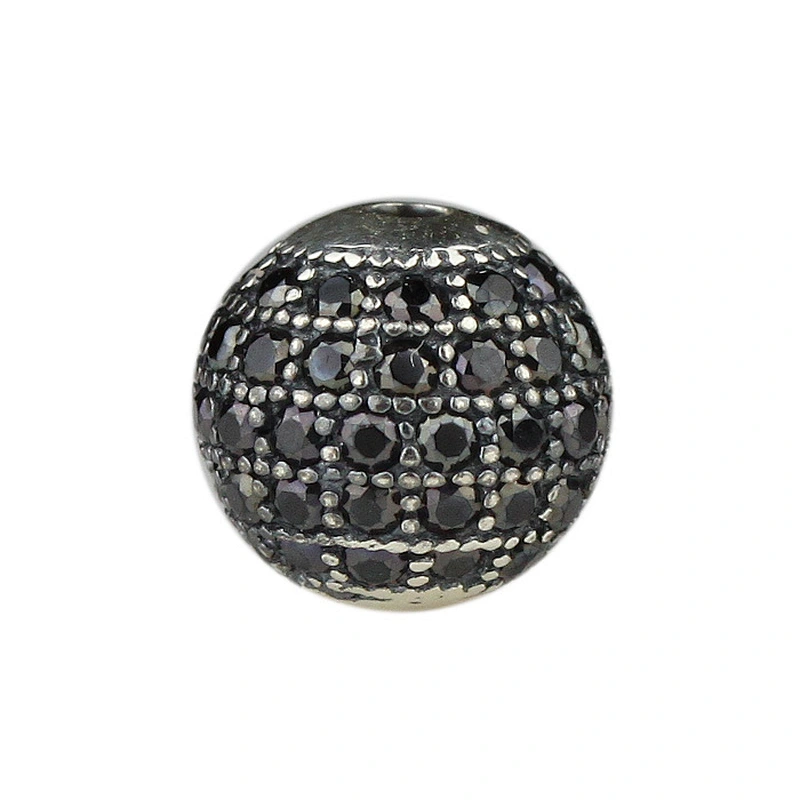 Wholesale Suppliers Pave Diamond Loose Black Metal Beads for Jewelry Making Logo