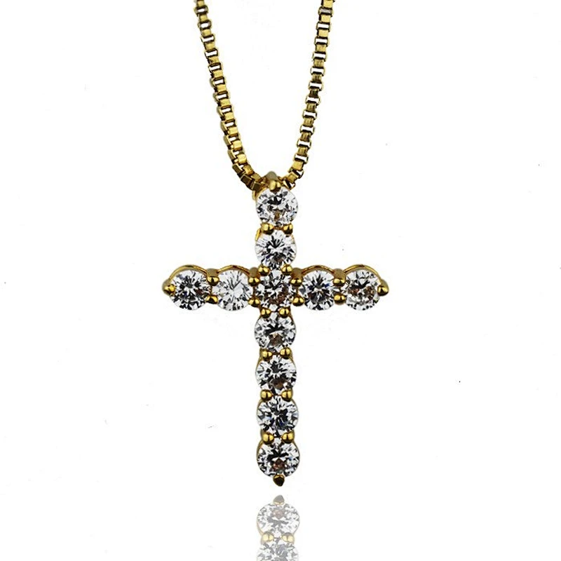 Latest fashionable micro pave cz diamond sterling silver cross pendant