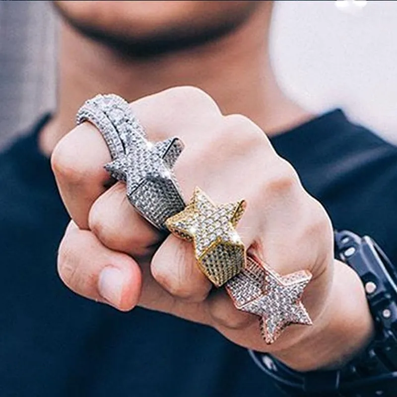 Miss Jewelry new design men gold plated star diamond ring