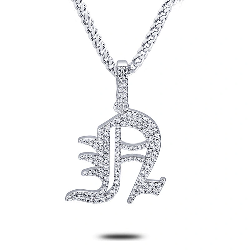 Missjewelry Custom Name Sterling Silver Bubble Letter Pendant Necklace