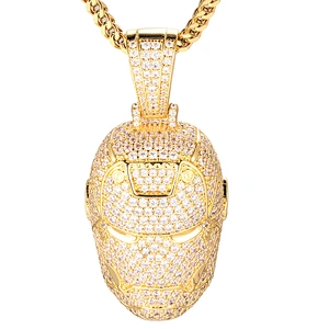 Missjewelry Hip Hop Jewelry Iced Out Custom Iron Man  Gold Plated Pendant