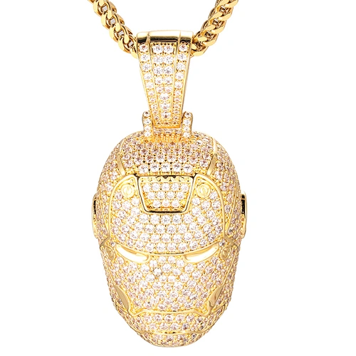 Missjewelry Hip Hop Jewelry Iced Out Custom Iron Man  Gold Plated Pendant