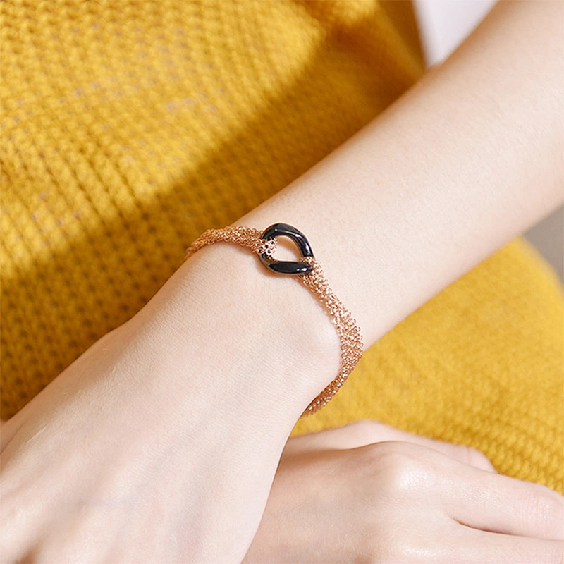 Designer fashion rose gold plated stainless steel women chain ceramic bracelet