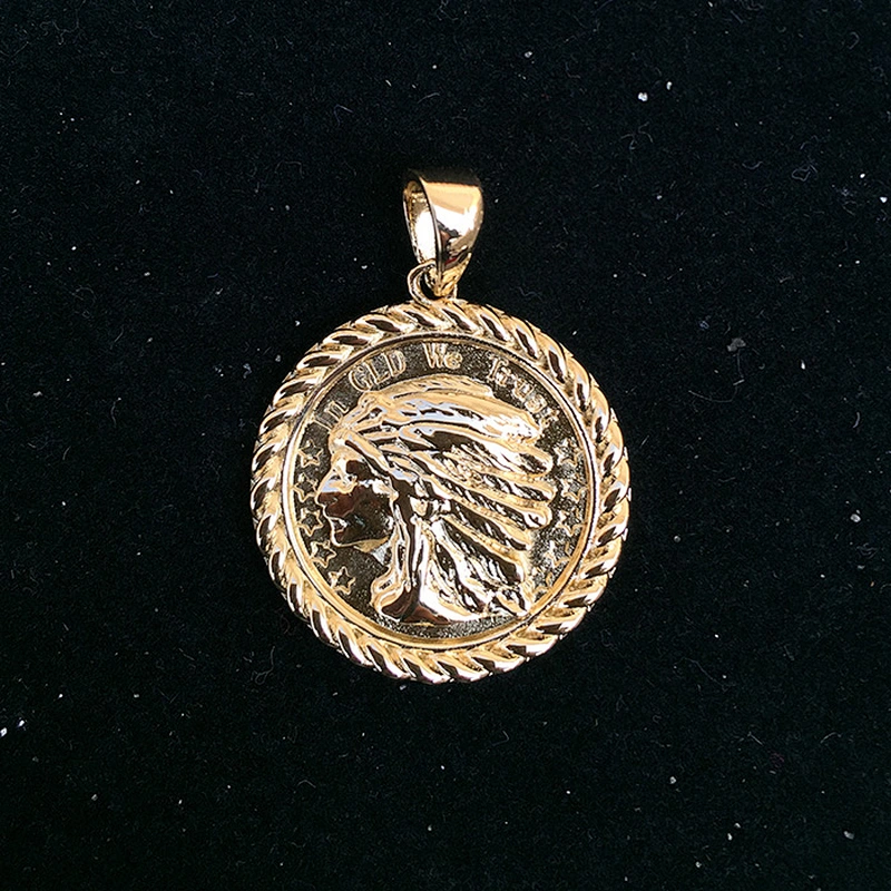 Miss Jewelry Hip Hop Men Style Gold Coin Holder Pendant Set Custom Designs