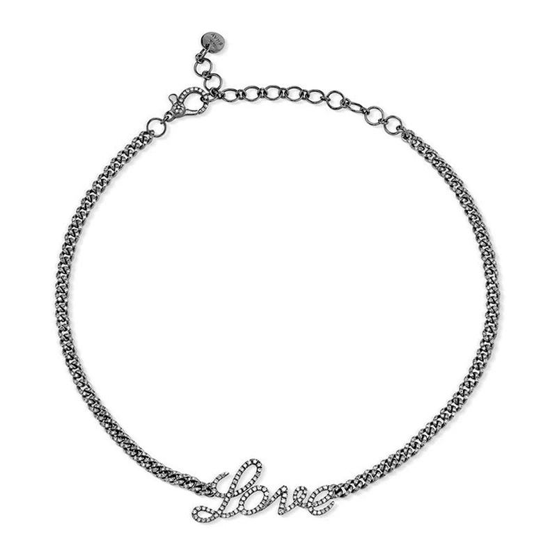 Wholesale jewelry full pave baby link love choker chain necklaces