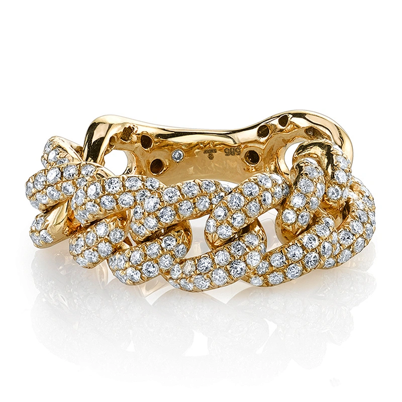 Miss Jewelry CZ Sterling Silver Jumbo Link Ring
