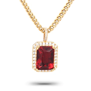 Missjewelry Hip Hop Urban Jewelry Gold Black Ruby Stone Pendant