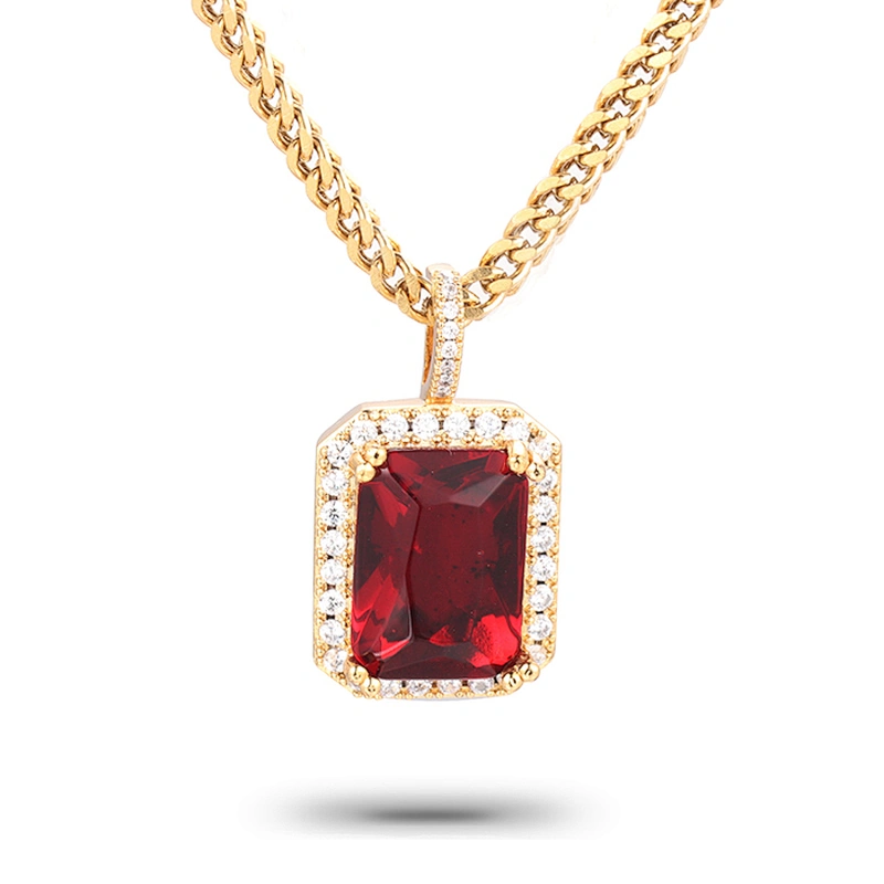 Missjewelry Hip Hop Urban Jewelry Gold Black Ruby Stone Pendant