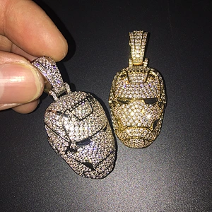 Missjewelry Hip Hop Jewelry Iced Out Custom Iron Man  Gold Plated Pendant
