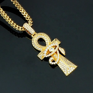 Miss Jewelry High Quality Cheap Fashion 14k Gold Eye Cross Pendant Necklace