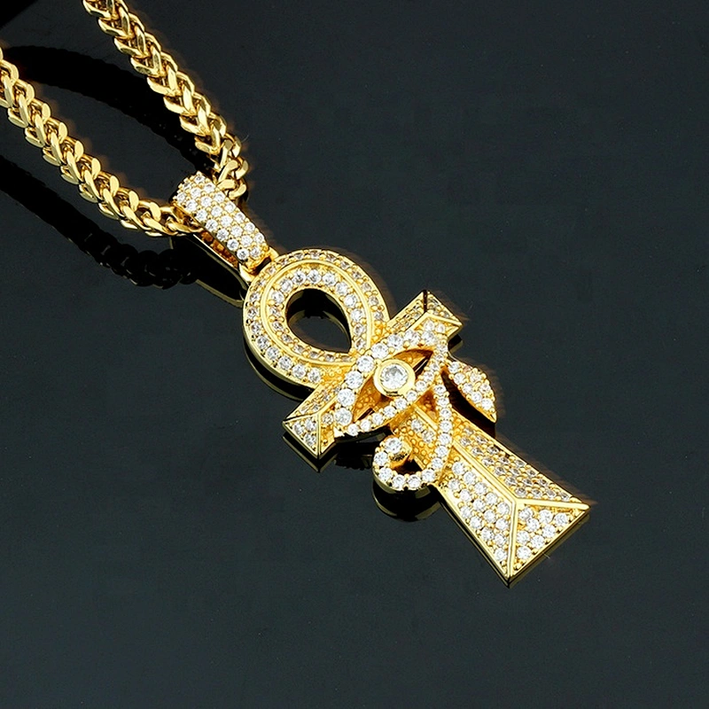 Miss Jewelry High Quality Cheap Fashion 14k Gold Eye Cross Pendant Necklace
