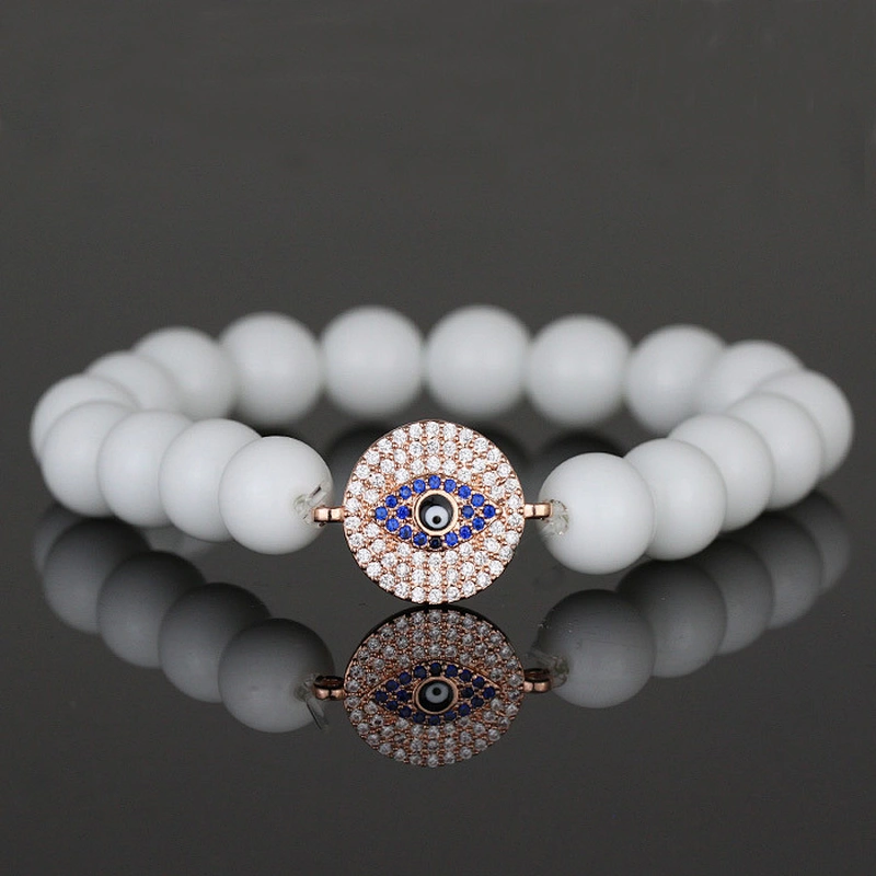 MissJewelry customized natural stone men bracelet, devil eye beaded bracelet MJBE006