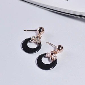 Fashionable handmade gold plated drop earrings ceramic silver jewelry