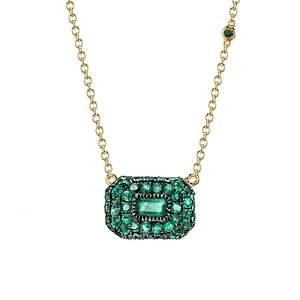 Miss Jewelry CZ Micro Pave Baguette Gemstone Necklace For Women