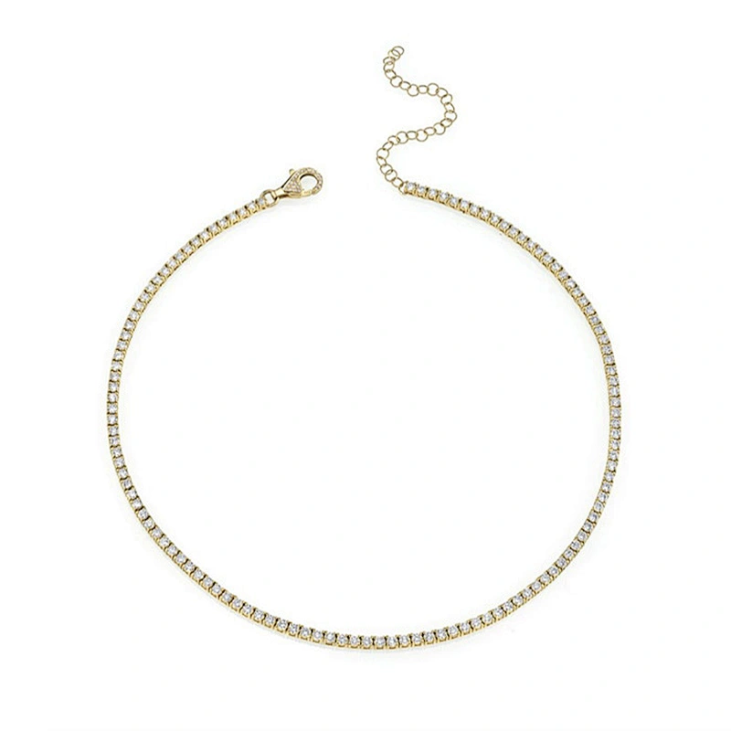 New arrival pave diamond tennis choker necklace