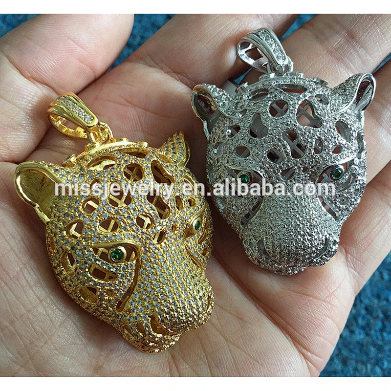 Newest Hip Hop Leopard Head silver gold plated simple pendant design