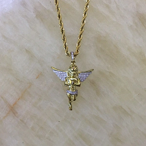Miss Jewelry 18k gold micro angel piece necklace, silver angels models jewelry