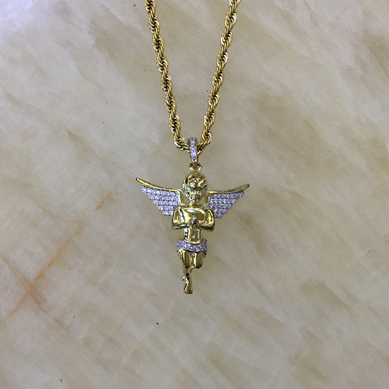 Miss Jewelry 18k gold micro angel piece necklace, silver angels models jewelry