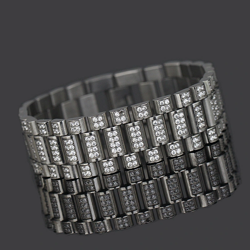 Mens Metal Watch Bracelets Sterling Silver AAA CZ