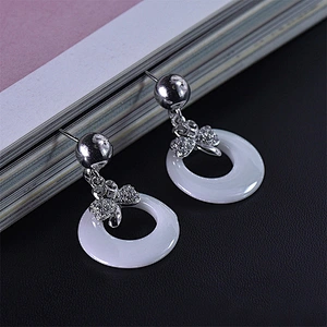 Fashionable handmade gold plated drop earrings ceramic silver jewelry