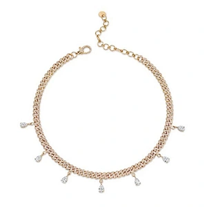 7 Pear drop link necklace women brass cuban link choker