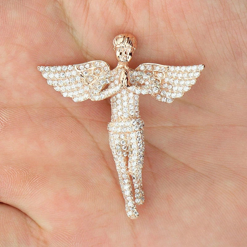 Brass Jewellery Gold Pendant Designs Men with Angle Wing Necklace