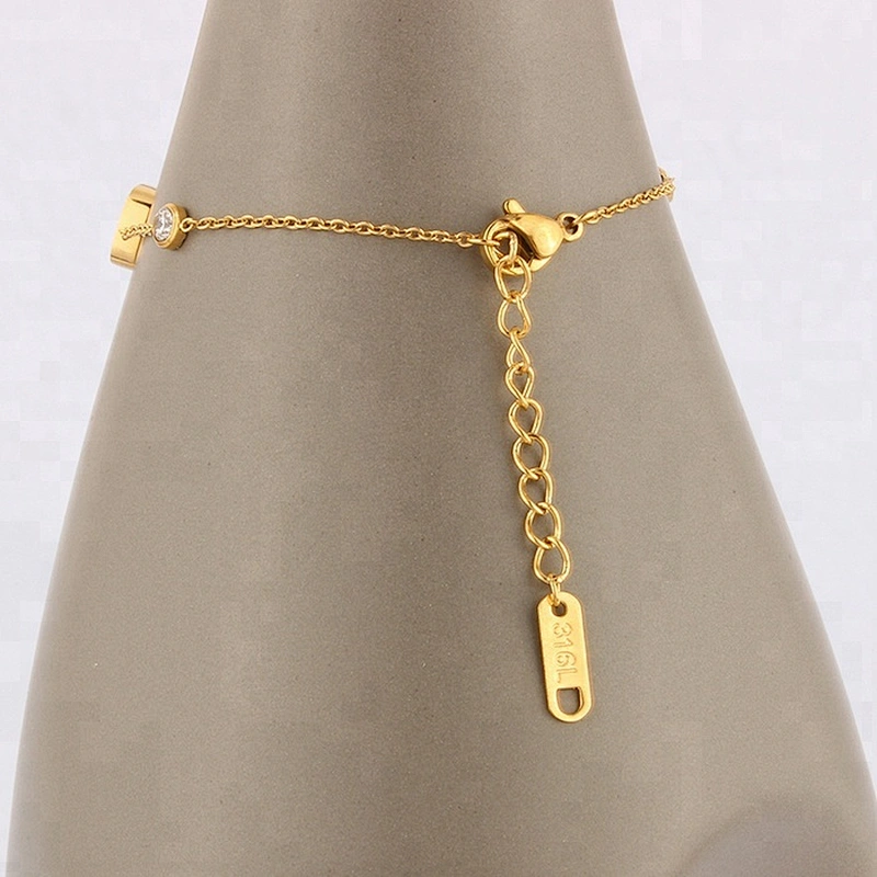 Miss Jewelry Stainless Steel Zircon Charm Bracelet Personalize