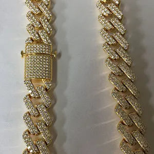 Missjewelry Micro Pave AAA CZ Iced Out 14k 18k Gold Cuban Link Chain