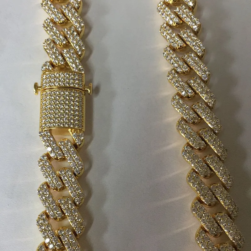 Missjewelry Micro Pave AAA CZ Iced Out 14k 18k Gold Cuban Link Chain