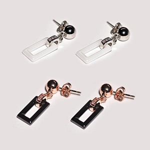 New model women square white ceramic earrings