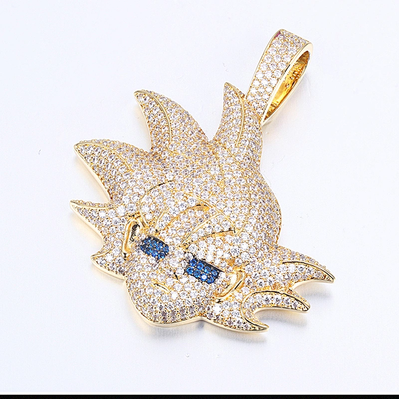 Missjewelry Hip Hop Men Fashion Sun Goku Gold Pendant Iced Out Hiphop