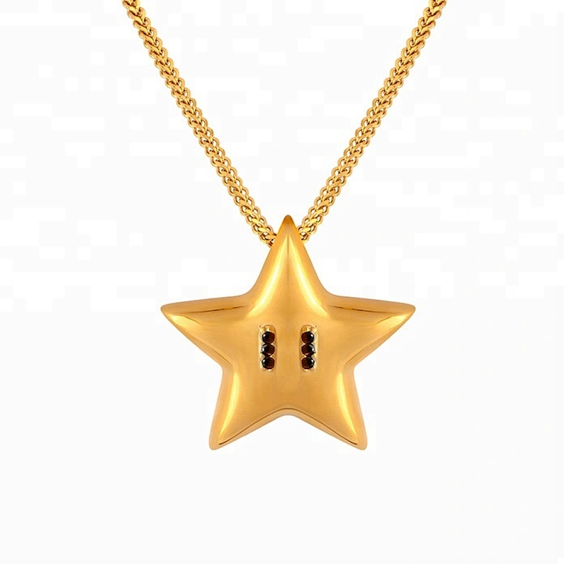 Miss Jewelry Cheap Pave Moon Star Pendant Necklace Gold