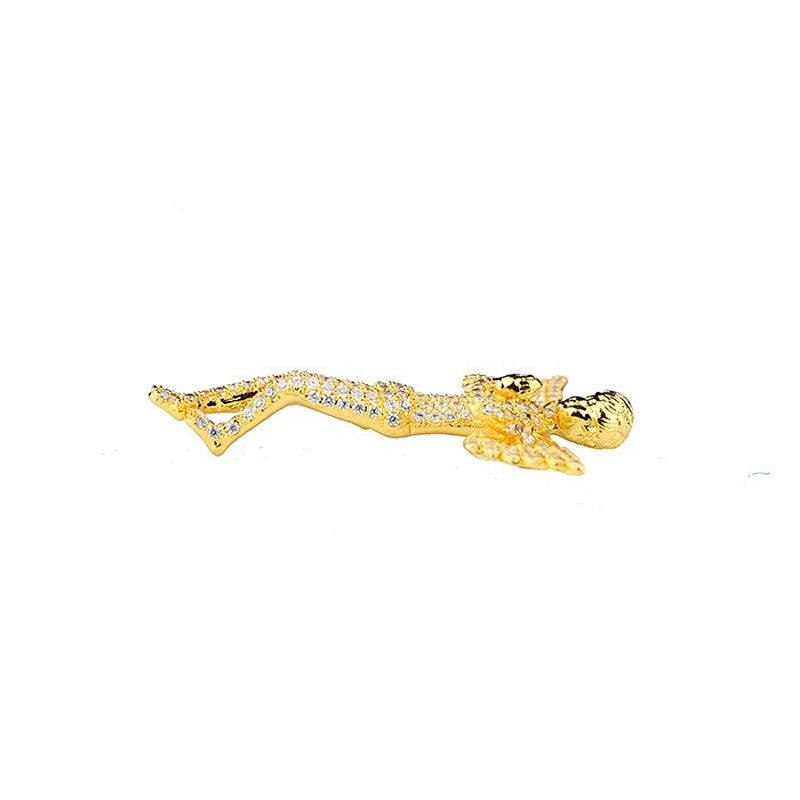 925 Sterling Silver 18k Gold Plating Hip Hop Angel Wings Pendant OEM Jewelry Manufacturer