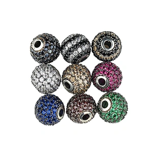 Miss Jewelry Wholesale 925 Sterling Silver Metal Beads for Jewelry Making Cz Micro Pave Beads